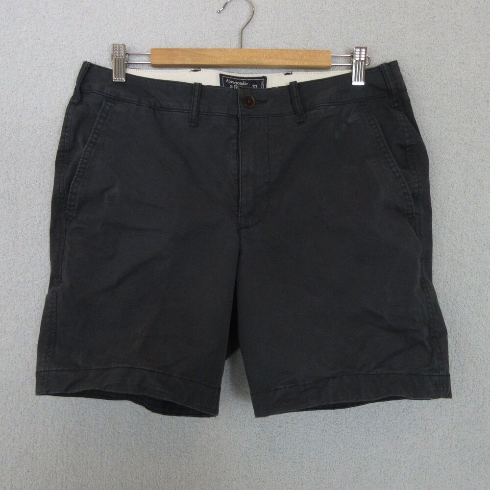 Abercrombie & Fitch Shorts Mens 33 Stretch Chino Casual Black Charcoal Pockets